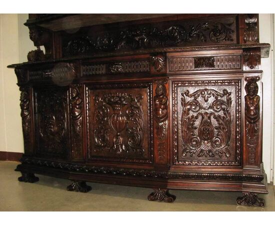 Two-body sideboard, antique, early 1900s style.     