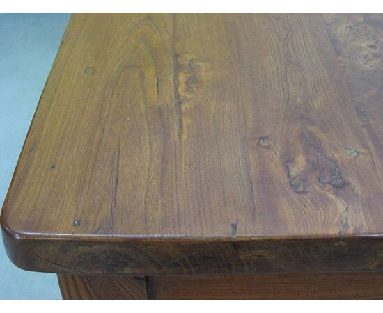 Antique rectangular table in solid elm. Italy, early 1800s.     