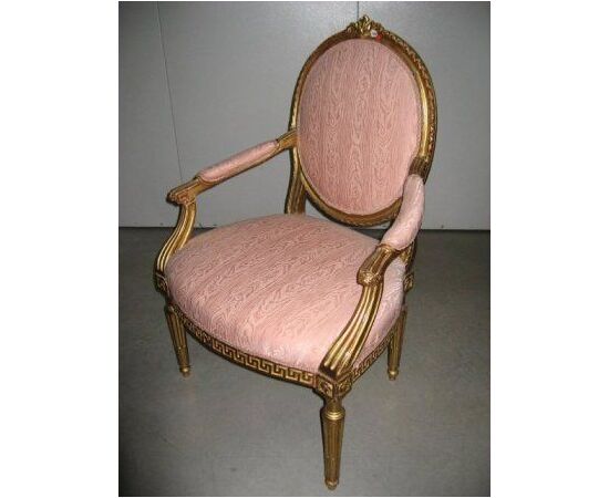 Code 0958 Antique Louis XVI armchair in golden wood fine1700/inizio1800