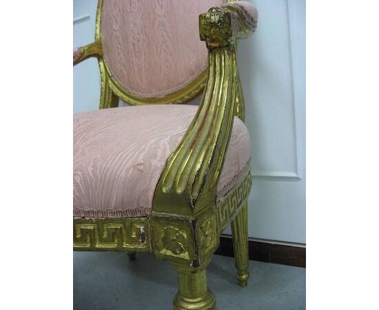 Code 0958 Antique Louis XVI armchair in golden wood fine1700/inizio1800