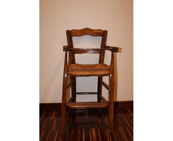 Antique French seat from the 1800s in cherry wood     