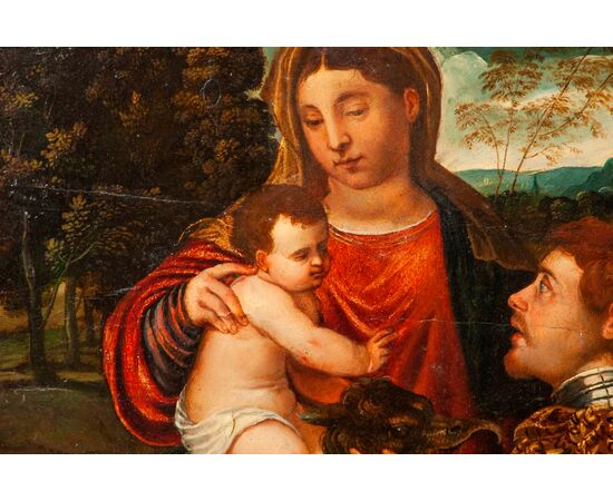 Polidoro da Lanciano, Madonna con Bambino e San Giorgio, olio su tavola.