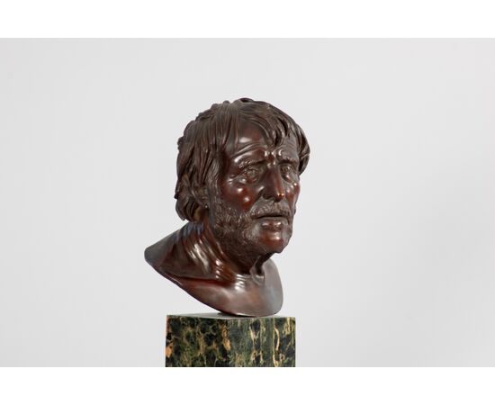 Manifattura Chiurazzi, Napoli, XX secolo, Seneca, bronzo con “patina moderna”