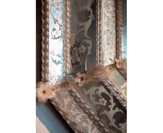 Venezia, Murano, Fine XVIII Secolo - Inzio XIX Secolo, Specchiera ottagonale  Specchio al mercurio e vetro di Murano