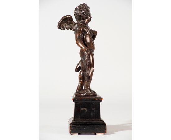 Niccolò Roccatagliata (Genova, 1539 - Venezia, 1634), Cupido alato con faretra, bronzo a lacca nera e patina bruna