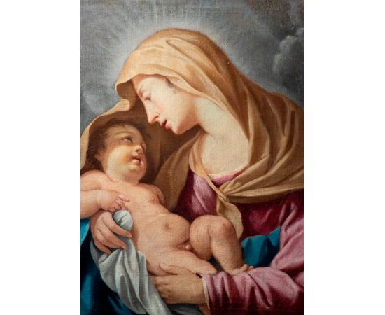 Girolamo Negri known as Boccia (Bologna, 1648 - after 1718), Madonna with Child, oil on canvas     