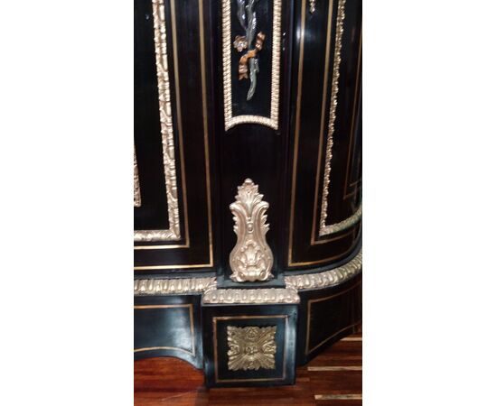 Spettacolare Antica servante stile boulle del 1800 con pietre dure