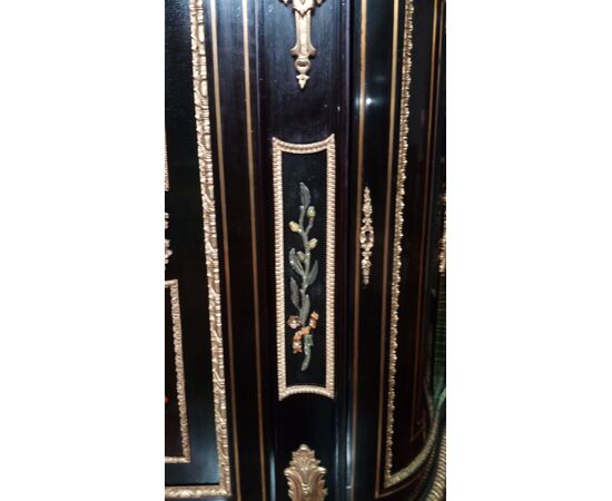 Spettacolare Antica servante stile boulle del 1800 con pietre dure