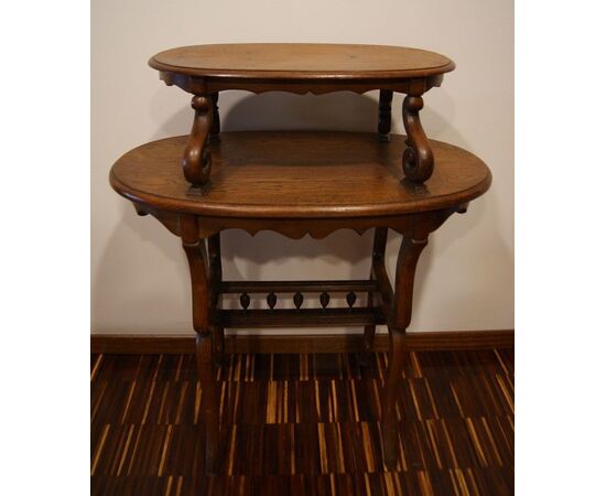 Antique French 2-tier coffee table in French oak from the 1800s     