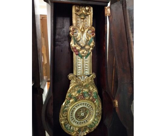 Antico orologio a colonna francese del 1800 in legno dipinto
