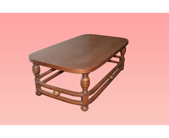 Large Italian low table from the mid-1900s in walnut wood     