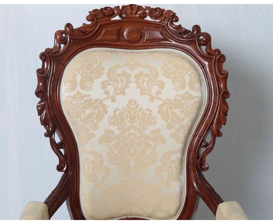 Antique French Louis Philippe armchair from the 1800s richly carved     