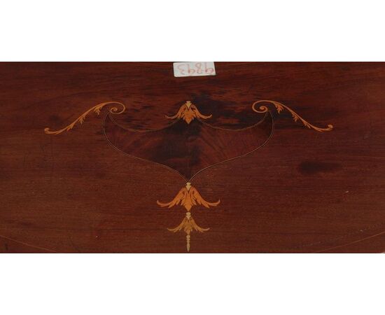 Antico tavolino inglese del 1800 Vittoriano a fagiolo con intarsio
