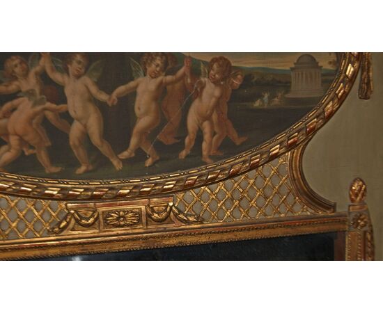 Bellissima grande caminiera francese stile Luigi XVI con stupendo dipinto su tela