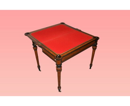 Tavolino da gioco stile Luigi XVI in maples del 1800 