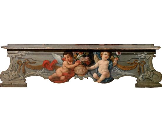 Bench with coat of arms lacquered Giustiniani