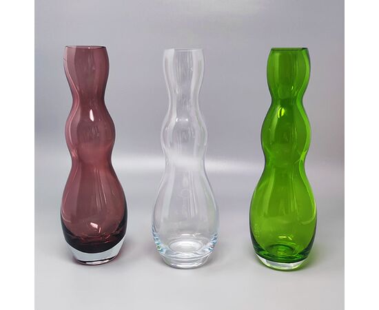 1970s Gorgeous Set of 3 Vases in Murano Glass by Nason. Made in Italy