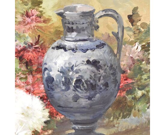 ANCIENT PAINTINGS, VASE OF FLOWERS, OIL ON CANVAS, END OF 1800 (QF 265)     