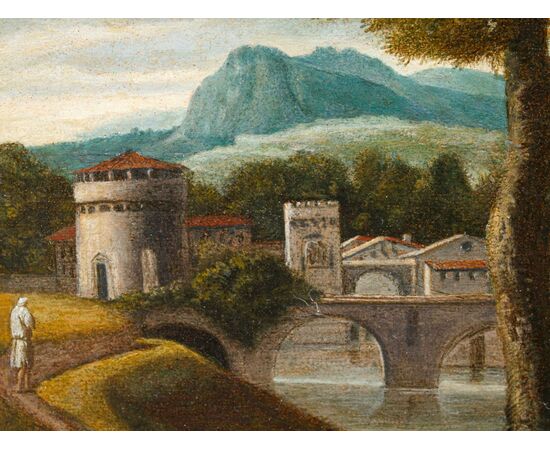 Paesaggio con ponte, Scuola romana del XVII secolo