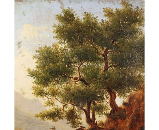Dipinto Antico Olio su tela Giacomo Micheroux Paesaggio '800