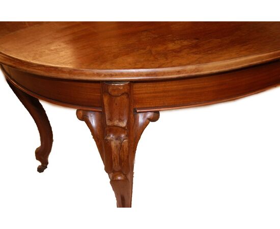 Tavolo ovalino allungabile del 1800 stile Biedermeier in legno di mogano