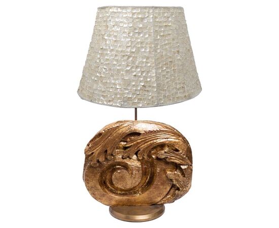 Grande lampada con fregio in legno dorato - O/8330 -