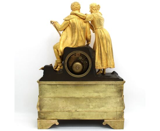 Antique Pendulum Clock Charles X (Restoration) h 55 in gilded bronze - period 800     