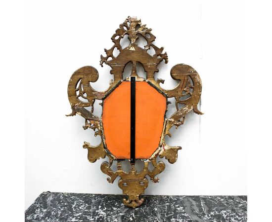 Specchiera in Legno intagliato e dorato, XIX secolo 