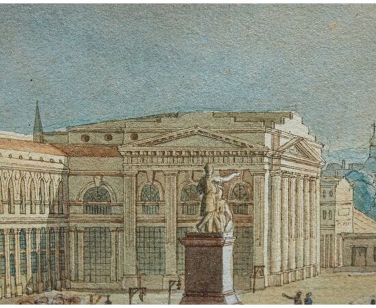 La piazza Rossa con la cattedrale di San Basilio ,Acquerello su carta,XIX Secolo