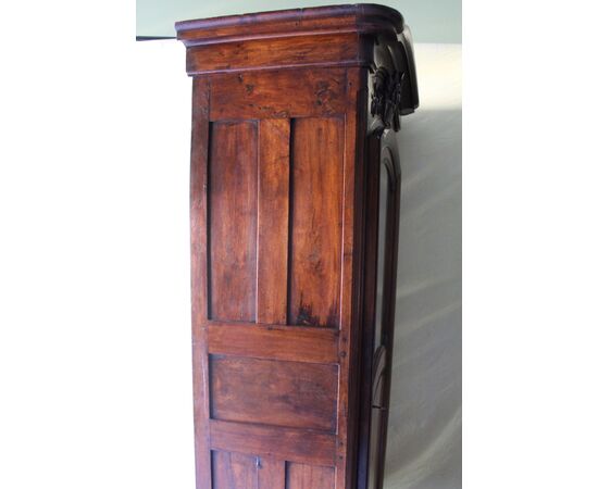 Antique Showcase Bookcase Cristalliera 1 door Louis XV sideboard in walnut - period 700     