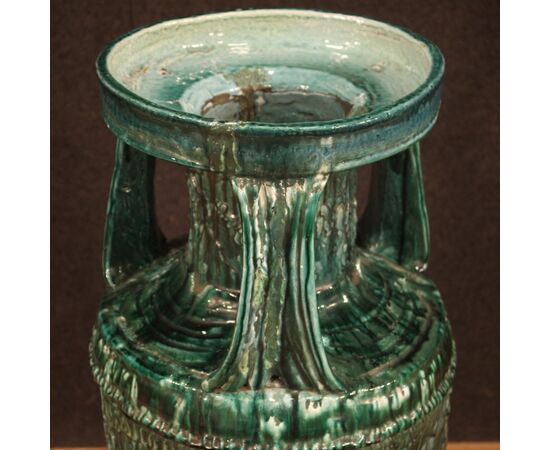 Great Italian green glazed terracotta vase