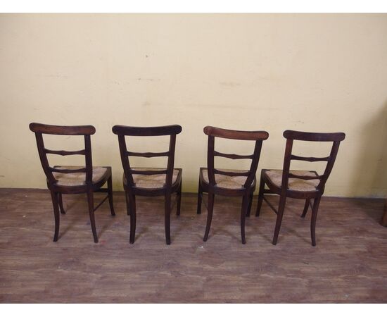 4 CHAIRS IN RUSTIC PIEDMONT WALNUT FROM THE END OF 800     