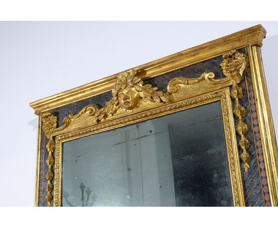 Specchiera barocca in legno intagliato e dorato, Italia, XVIII secolo, Epoca Luigi XIV