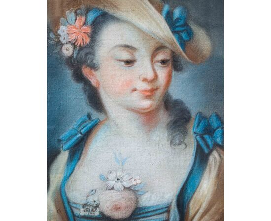 Tomaso Bugoni,(Venezia, ? – 1767) Ritratto di ragazza con cappello