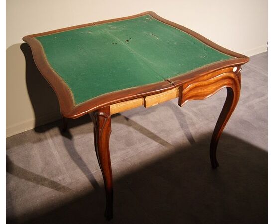 Coppia di tavolini da gioco consolle stile Luigi Filippo del 1800 in legno di mogano