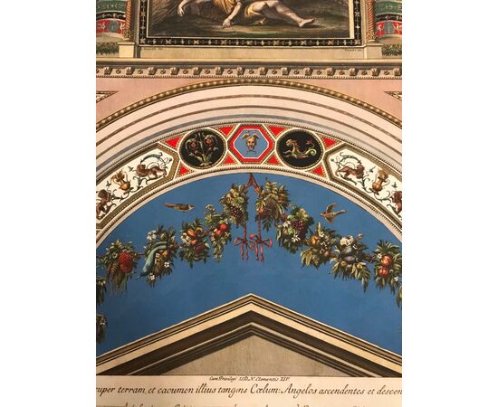 Print Loggia Raffaello at the Vatican with passe-partout XX century-Jacob&#39;s Dream     