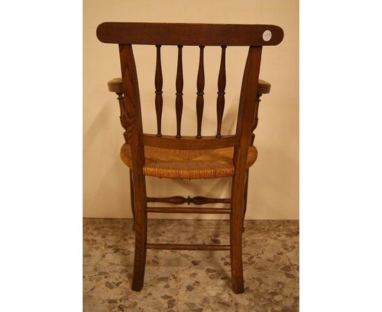 Coppia di antiche sedie poltroncine francesi del 1800 in paglia di fiume 
