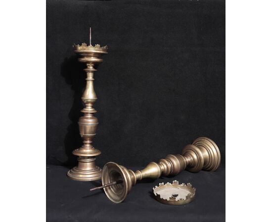 Coppia di candelieri in bronzo, Toscana, '500