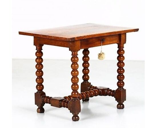Tavolino/scrittoio a rocchetto Luigi XIV in noce