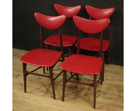4 sedie italiane di design in finta pelle anni 70