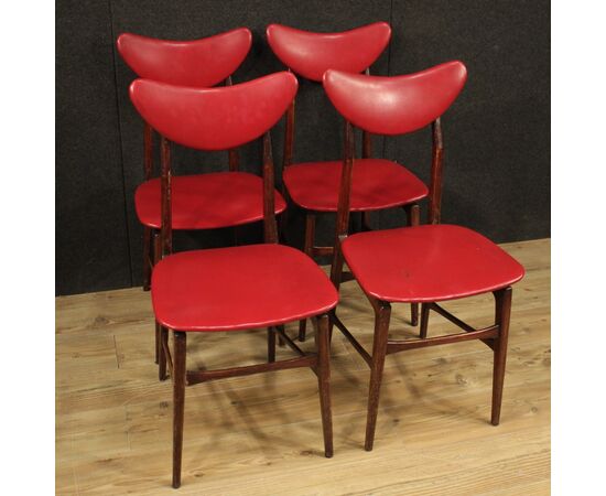 4 Italian design chairs in faux leather from the 70s