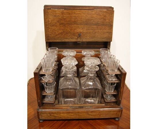 Antica scatola porta liquori francese del 1800 in palissandro stile Carlo X