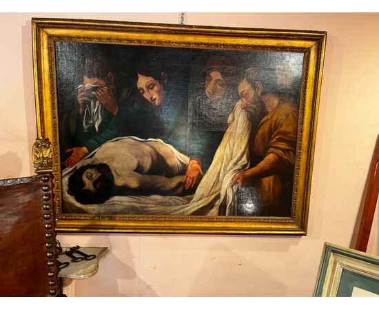 La morte di cristo. Dipinto olio su tela. Misura 110 h x 140 largh.