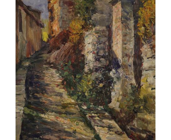 Dipinto italiano paesaggio ad olio in stile impressionista