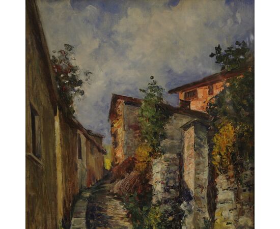 Dipinto italiano paesaggio ad olio in stile impressionista