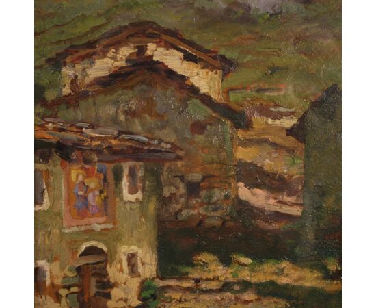 Italian signed countryside landscape painting from 20th century
