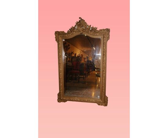 Specchiera del 1800 Stile Luigi XVI con cornice in legno dorato foglia oro