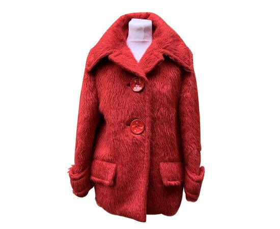 Prada Giacca in Pelliccia Col. Fur Alpaca Caban 38