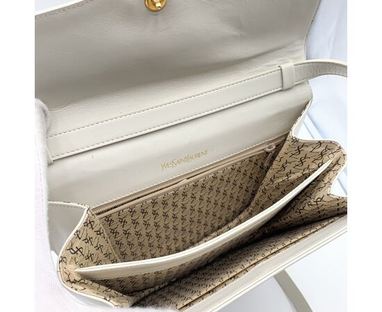 YVES SAINT LAURENT Borsa a Tracolla Vintage in Pelle Col. Bianco M