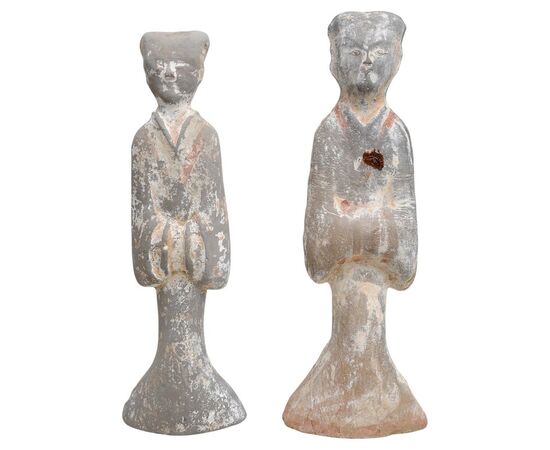 Rare statue antiche Cinesi in terracotta - O/673 e O/3993 -
